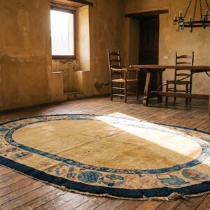 Antique Peking Chinese Allover Yellow 1900s Oval Rug (SKU 22863) - room view