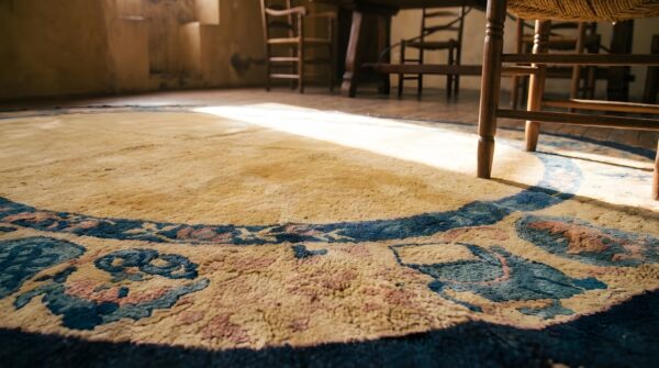 Antique peking chinese allover yellow 1900s oval rug 8 Antique peking chinese allover yellow 1900s oval rug (sku 22863) - in-room detail