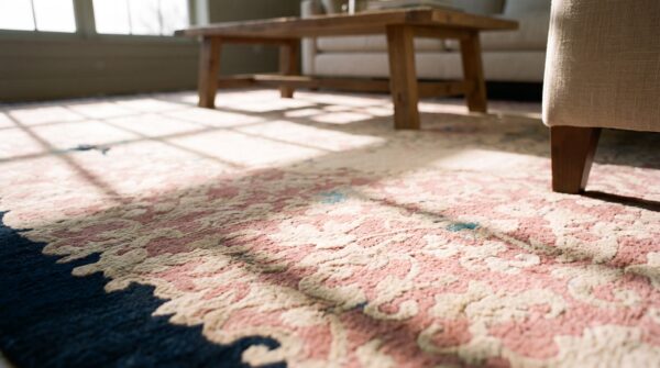 Antique peking chinese beige 1920s rug (sku 23613) - in-room detail