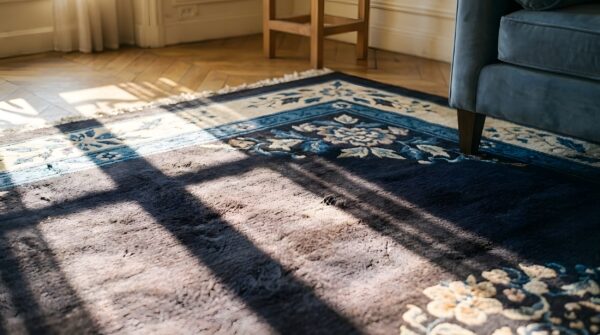 Antique peking chinese dark 1890s rug 7 Antique peking chinese dark 1890s rug (sku 24071) - in-room detail