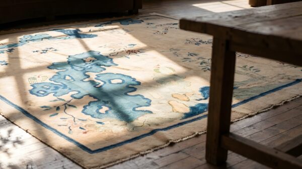 Antique peking chinese floral hand knotted pile rug 10 Antique peking chinese floral hand knotted pile rug (sku 22947) - in-room detail