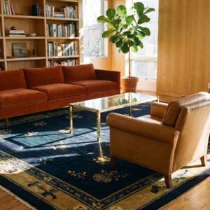 Antique Peking Chinese Floral Beige, Blue Navy 1930s Rug (SKU 24707) - room view