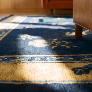 Antique Peking Chinese Floral Beige, Blue Navy 1930s Rug (SKU 24707) - in-room detail