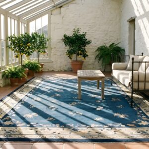 Antique Peking Chinese Floral Blue 1900s Blue Rug (SKU 23930) - room view