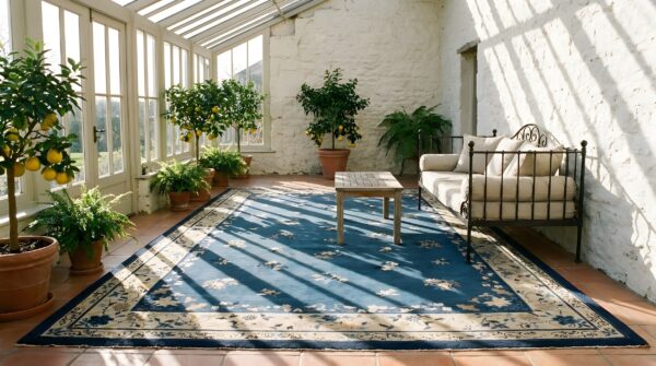 Antique peking chinese floral blue 1900s blue rug 7 Antique peking chinese floral blue 1900s blue rug (sku 23930) - room view