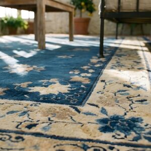 Antique Peking Chinese Floral Blue 1900s Blue Rug (SKU 23930) - in-room detail