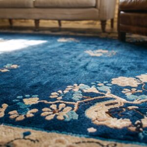 Antique Peking Chinese Floral Blue 1920s Rug (SKU 24685) - in-room detail
