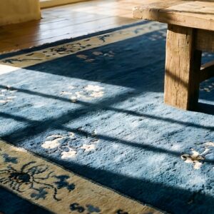Antique Peking Chinese Floral Blue 1930s Blue Rug (SKU 23888) - in-room detail