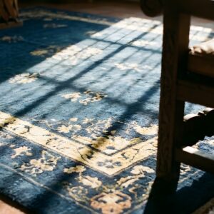 Antique Peking Chinese Floral Blue Navy 1900s Rug (SKU 24608) - in-room detail