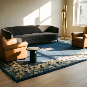Antique Peking Chinese Floral Blue Navy 1920s Rug (SKU 24402) - room view