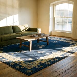 Antique Peking Chinese Floral Blue Navy, Camel 1920s Rug (SKU 24716) - room view