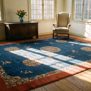 Antique Peking Chinese Floral Blue, Red 1930s Rug (SKU 24680) - room view