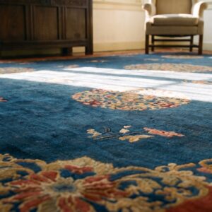 Antique Peking Chinese Floral Blue, Red 1930s Rug (SKU 24680) - in-room detail