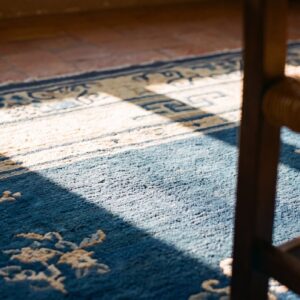 Antique Peking Chinese Floral, Geometric Knotted Rug (SKU 23648) - in-room detail