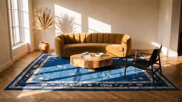 Antique peking chinese floral hooked rug 9 Antique peking chinese floral hooked rug (sku 24705) - room view