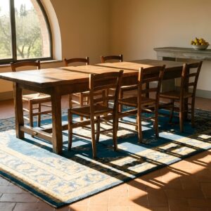 Antique Peking Chinese Floral, Medallion Knotted Rug (SKU 23821) - room view