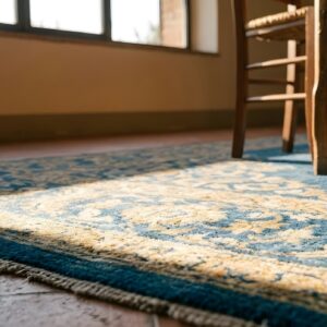 Antique Peking Chinese Floral, Medallion Knotted Rug (SKU 23821) - in-room detail