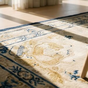 Antique Peking Chinese Floral, Medallion Beige 1880s Rug (SKU 24358) - in-room detail