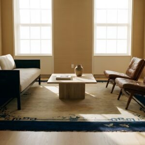 Antique Peking Chinese Floral, Medallion Beige, Blue 1920s Rug (SKU 24030) - in-room detail