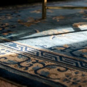 Antique Peking Chinese Floral, Medallion Blue 1890s Rug (SKU 24634) - in-room detail