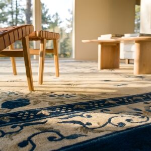 Antique Peking Chinese Floral, Medallion Ivory 1900s Rug (SKU 24910) - in-room detail