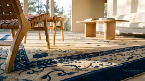 Antique peking chinese floral, medallion ivory 1900s rug (sku 24910) - in-room detail