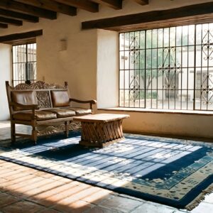 Antique Peking Chinese Floral, Medallion Navy 1900s Rug (SKU 23682) - room view