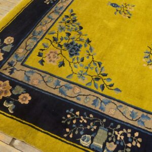 Antique Peking Chinese Floral Medallion Yellow 1920s Rug (SKU 24140) - room view