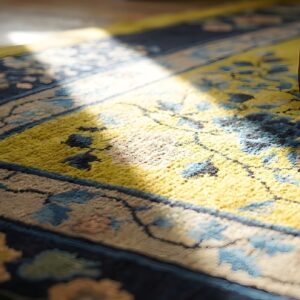 Antique Peking Chinese Floral Medallion Yellow 1920s Rug (SKU 24140) - in-room detail