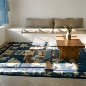 Antique Peking Chinese Geometric Blue 1920s Rug (SKU 24591) - room view