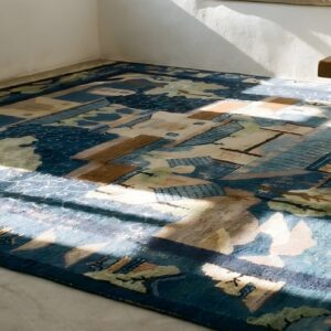 Antique Peking Chinese Geometric Blue 1920s Rug (SKU 24591) - in-room detail