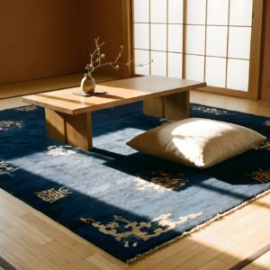 Antique Peking Chinese Geometric Blue Navy 1930s Rug (SKU 24582) - room view