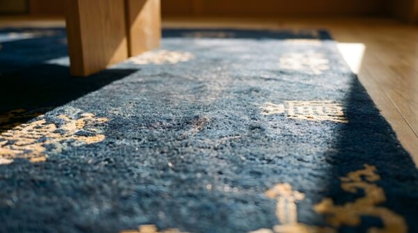 Antique peking chinese geometric blue navy 1930s rug 11 Antique peking chinese geometric blue navy 1930s rug (sku 24582) - in-room detail