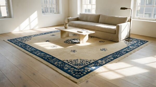 Antique peking chinese medallion beige 1920s rug 8 Antique peking chinese medallion beige 1920s rug (sku 23749) - room view