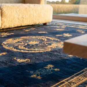 Antique Peking Chinese Medallion Blue 1890s Blue Rug (SKU 24221) - in-room detail
