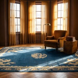 Antique Peking Chinese Medallion Blue 1900s Rug (SKU 23861) - room view