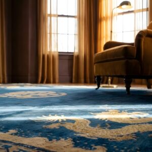 Antique Peking Chinese Medallion Blue 1900s Rug (SKU 23861) - in-room detail