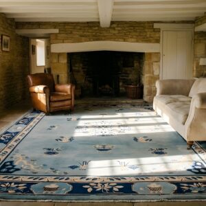 Antique Peking Chinese Medallion Blue 1920s Rug (SKU 24090) - room view