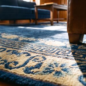Antique Peking Chinese Medallion Blue Navy 1890s Rug (SKU 24406) - in-room detail