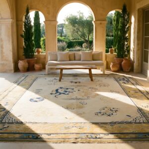 Antique Peking Chinese Medallion Ivory 1870s Rug (SKU 24420) - room view