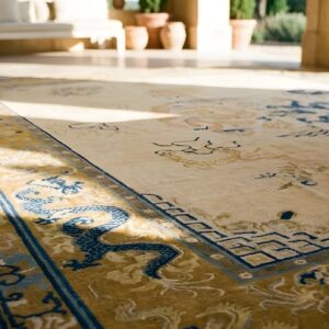 Antique Peking Chinese Medallion Ivory 1870s Rug (SKU 24420) - in-room detail