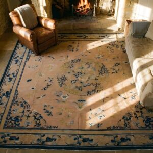 Antique Peking Chinese Medallion Ivory 1890s Square Rug (SKU 24311) - in-room detail