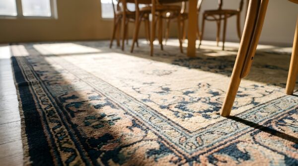 Antique peking chinese medallion ivory 1920s rug (sku 24757) - in-room detail