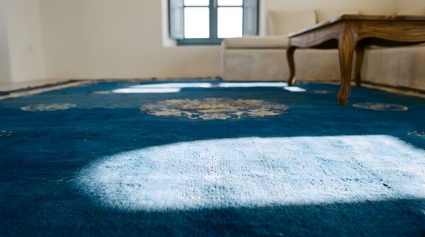 Antique peking chinese medallion navy 1930s rug 6 Antique peking chinese medallion navy 1930s rug (sku 23835) - in-room detail
