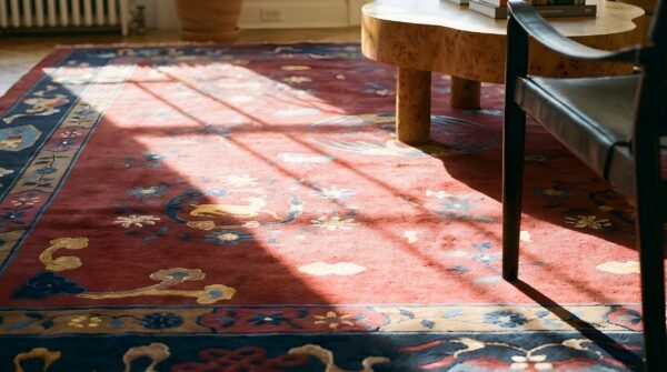 Antique peking chinese medallion red 1900s rug (sku 24560) - in-room detail