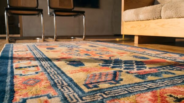 Antique peking chinese yellow 1930s rug 7 Antique peking chinese yellow 1930s rug (sku 22735) - in-room detail