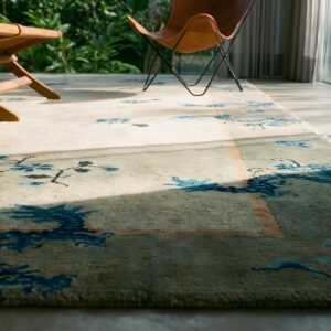 Antique Peking Floral Design Chinese Wool Pile Knotted Rug (SKU 24760) - in-room detail