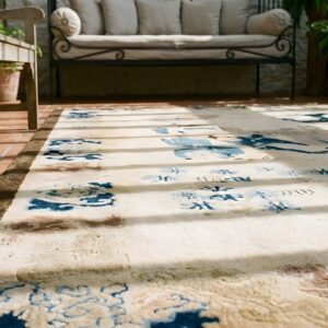 Antique Peking Hallway Runner Wool Beige Rug (SKU 24123) - in-room detail