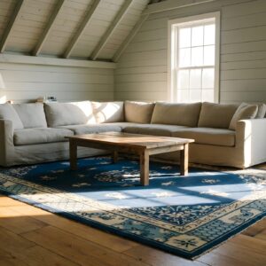 Antique Peking Hallway Runner Wool Beige, Blue Navy Rug (SKU 24472) - room view