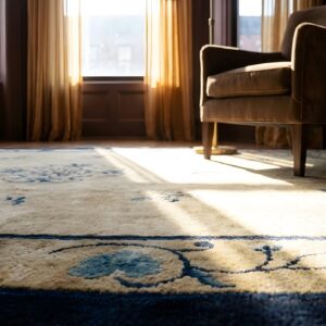 Antique Peking Hallway Runner Wool Blue, Ivory Beige Cream White Rug (SKU 24624) - in-room detail